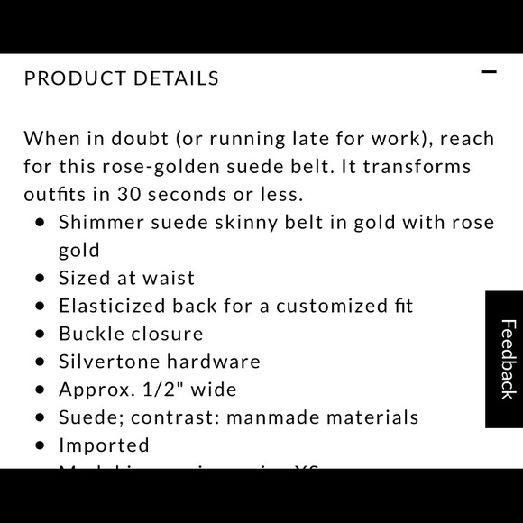 WHBM shimmer suede stretch skinny belt, blush pink - Picture 5 of 5